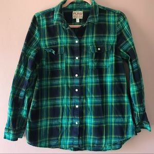 Blue/green plaid button down